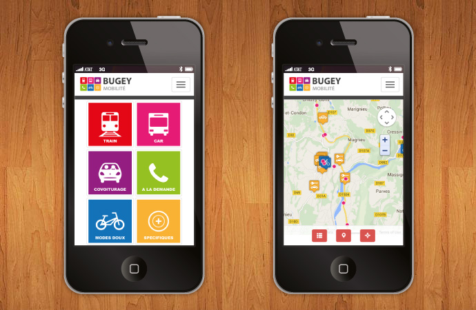 Interfaces mobiles du site Bugey Mobilité