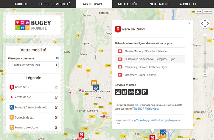 Cartographie interactive de l'offre de mobilité